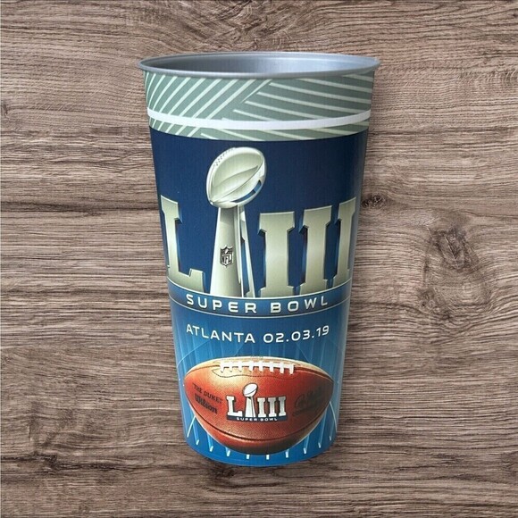 2 (TWO) Official NFL Superbowl LIII Patriots v Rams 32 oz Plastic Cups NEW - Picture 3 of 8